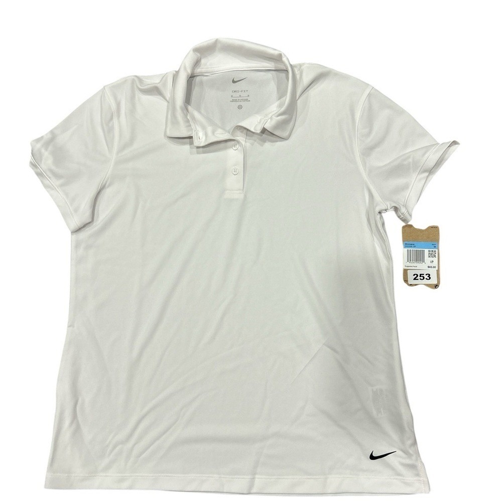 Nike Dri Fit White Women's Golf Polo Shirt size Medium